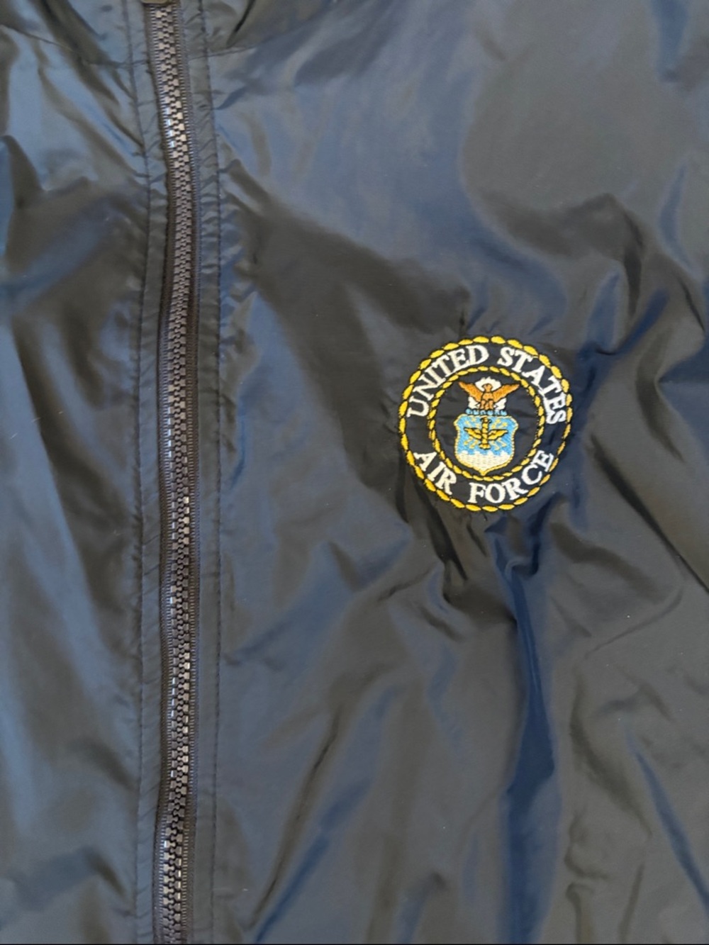 U.S Air Force Seal Holloway Blue Full Zip Up Windbreaker Size Large